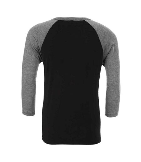 Unisex Adult 3/4 Sleeve Baseball T-shirt Black Deep Heather Canvas