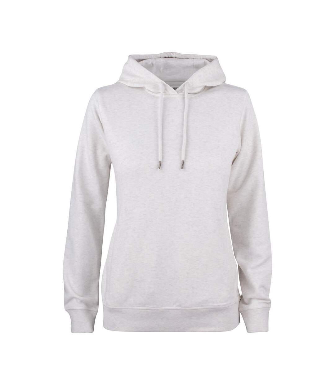 Sweat à capuche premium femme blanc cassé chiné Clique-1