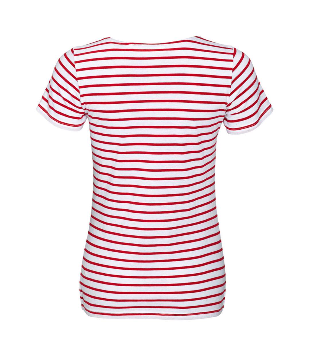 Miles t-shirt rayé à manches courtes femme blanc / rouge SOLS-2