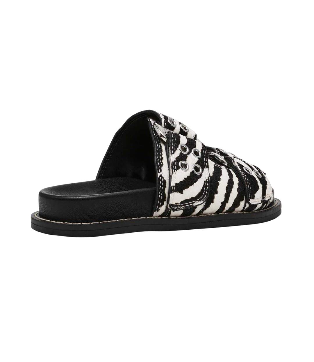 Womens/ladies Agent Zebra Print Sliders White Black Steve Madden-2
