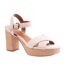 Womens/ladies Volume Suede Crossover Strap Platform Block High Heels Light Cream Where´s That From-1