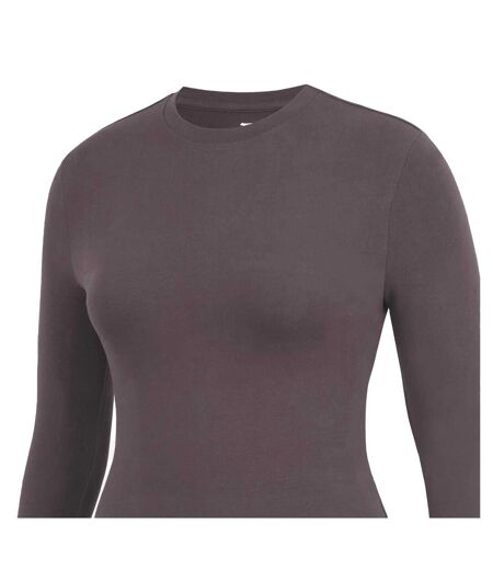 Womens/ladies Slim Long-sleeved T-shirt Chocolate Slazenger