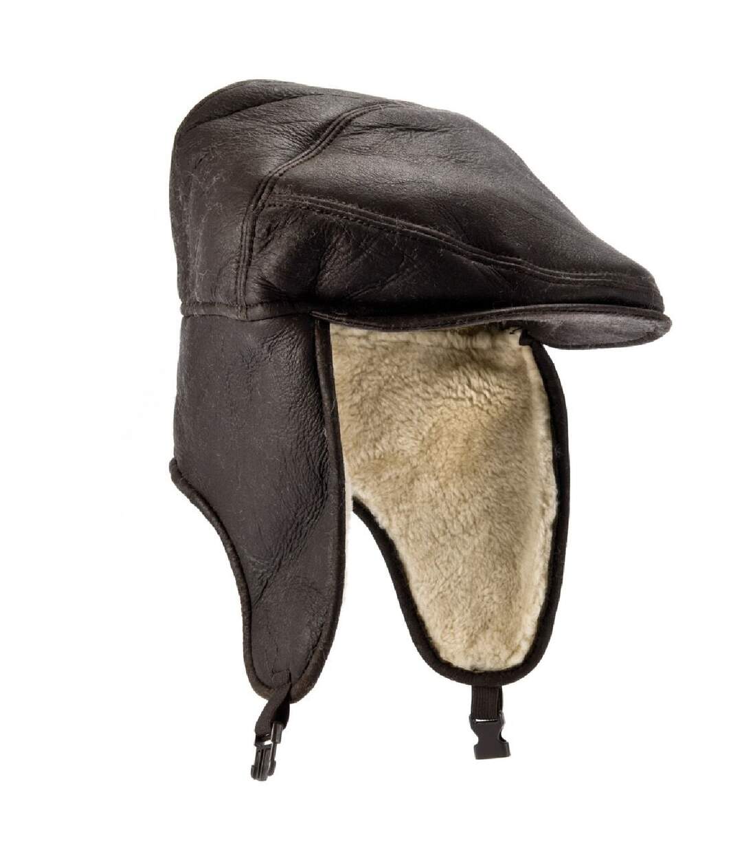 Mens newton sheepskin nappa finish cap dark brown forest Eastern Counties Leather-2