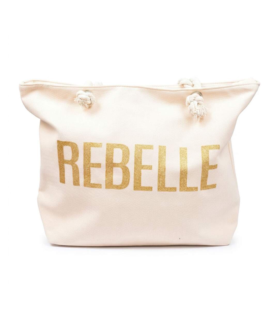 OZABI Sac de Plage Femme Jute Synthétique – Message Pailleté – Cordage-3