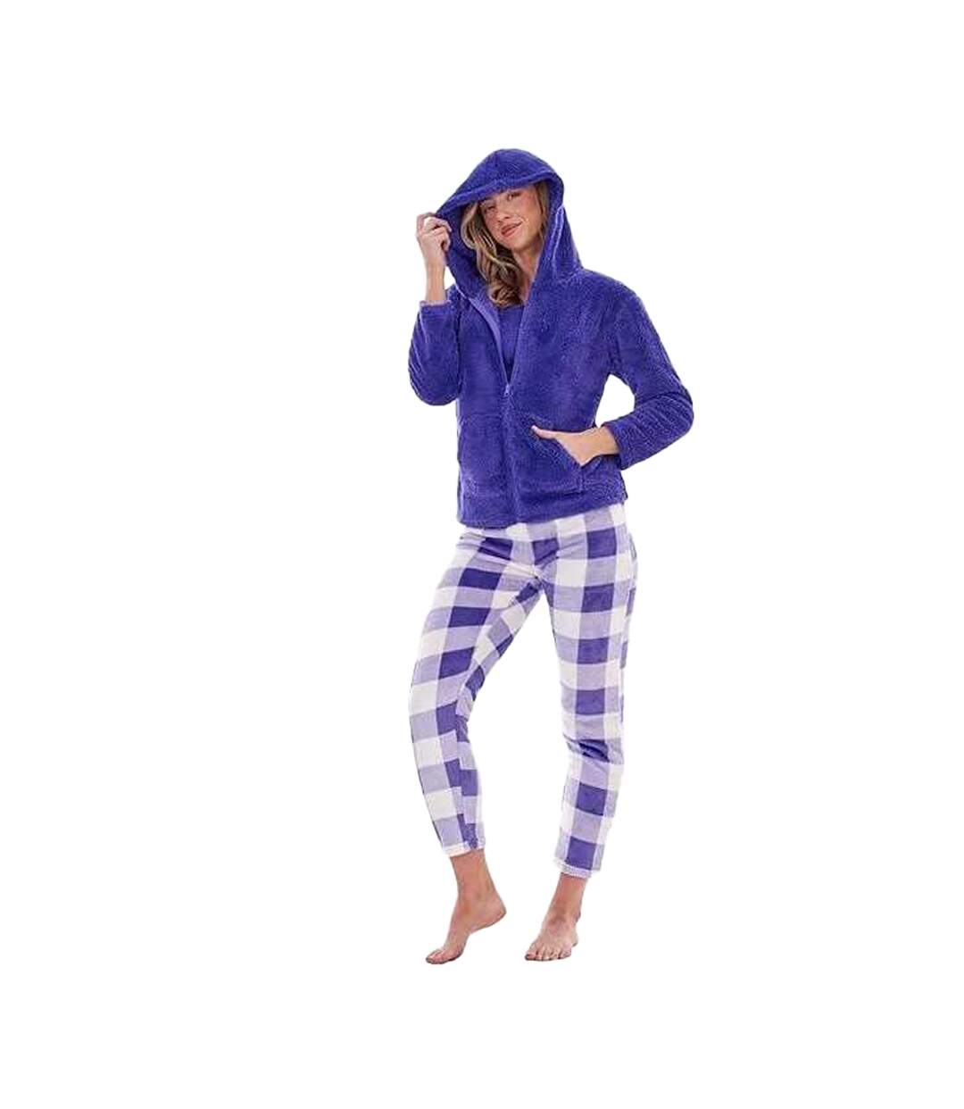 Ensemble De Pyjama Long Motif/style À Carreaux Femme Violet Clair Keanu-2