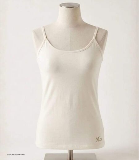 Top à fines bretelles MAYFLOWER LINNA2 écru : la douceur d'une broderie en coton pour illuminer votre été