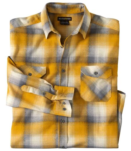 Men's Ochre Checked Flannel Shirt