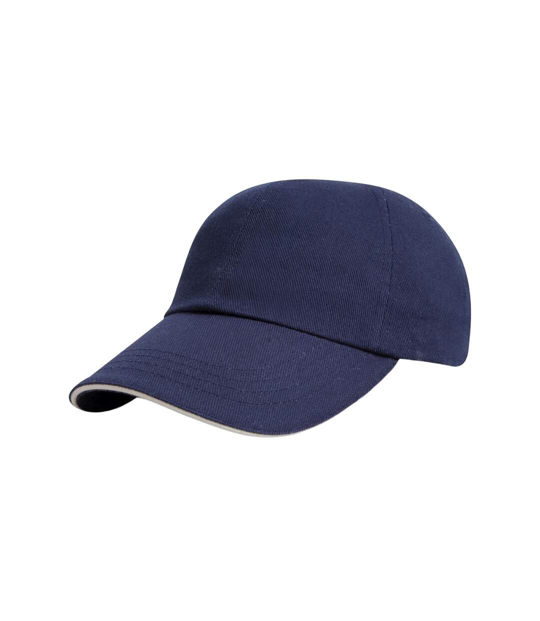 Mens heavy brushed cotton sandwich peak baseball cap navy/white Result-1