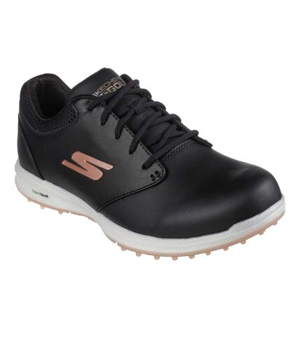 Womens/ladies go golf elite 4 hyper leather golf shoes black/rose gold Skechers