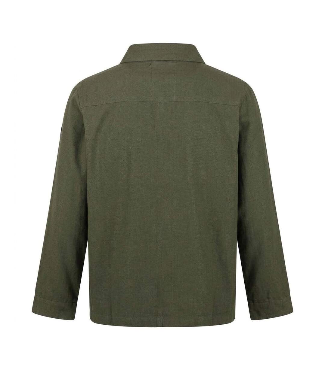 Chemise Manches Longues Motif/style Uni Jayden Homme Vert Kaki Regatta-2