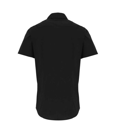 Premier Mens Stretch Fit Poplin Short Sleeve Shirt (Black) - UTRW6589