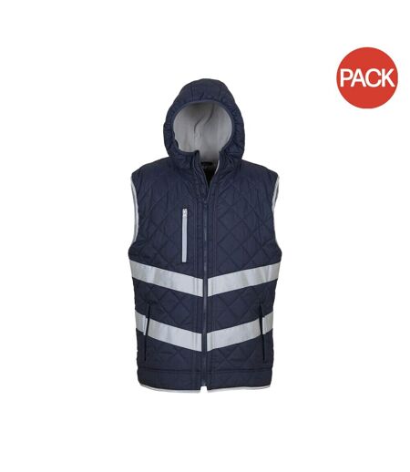 Pack of 2  Unisex adults hi vis kensington hooded gilet  navy Yoko