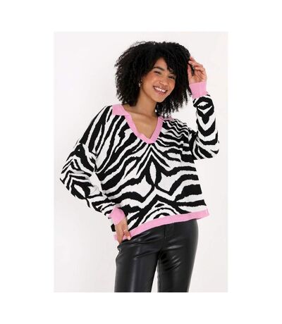 Brave Soul Womens/Ladies Zebra Pattern Collared Jumper ()