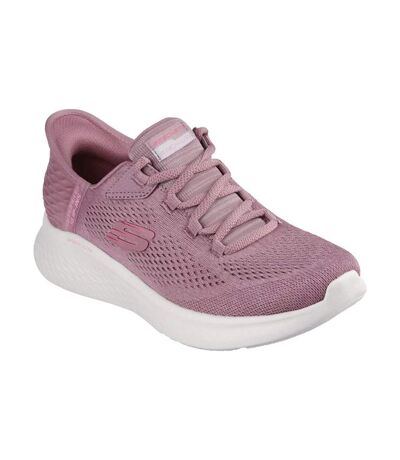 Womens/ladies Skech-lite Pro Natural Trainers Dark Mauve Skechers