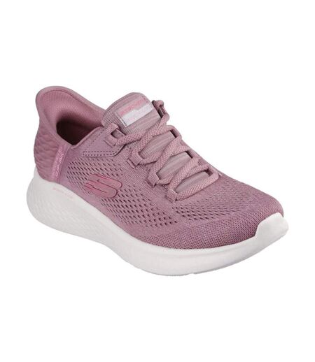 Womens/ladies Skech-lite Pro Natural Trainers Dark Mauve Skechers