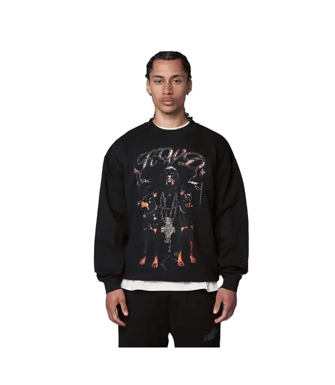 Mens Studio Dogs Of Sin Crew Neck Sweatshirt Black Kings Will Dream-2