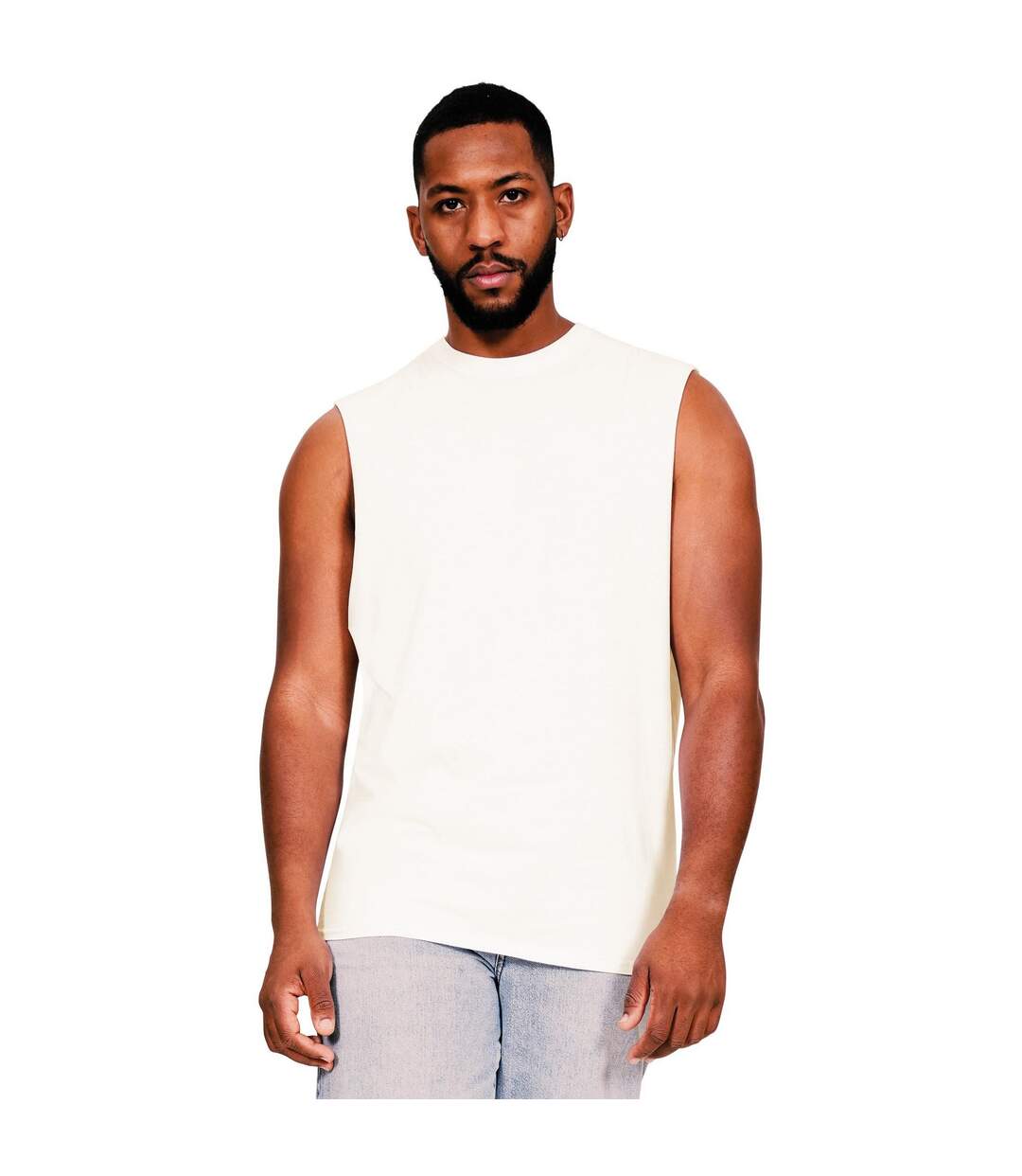 Mens core ringspun cotton raw edge tall tank top ecru Casual Classics