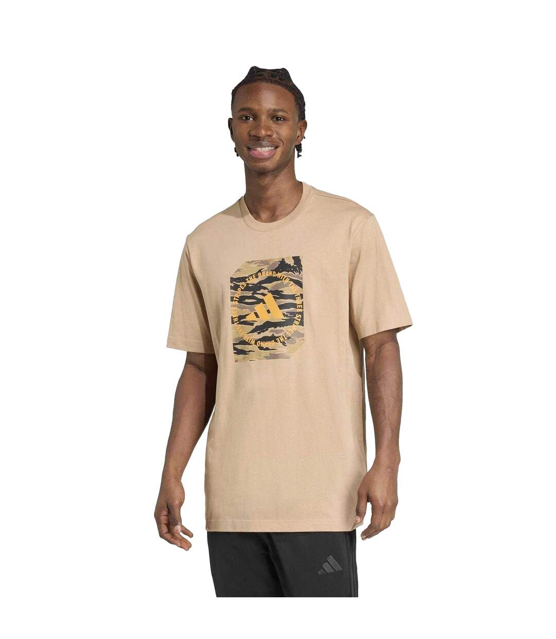 T-shirt Motif/style Logo Homme Beige Adidas-4