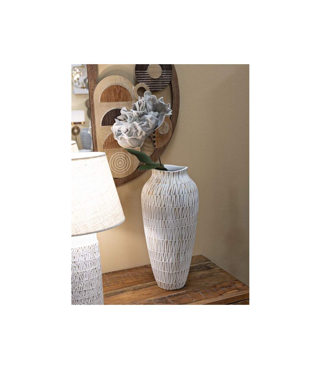 Vase Déco en Résine Stiky 50cm Or & Blanc-5