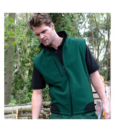 Mens Softshell Bodywarmer Breathable Weatherproof Jacket Bottle Green Black Result