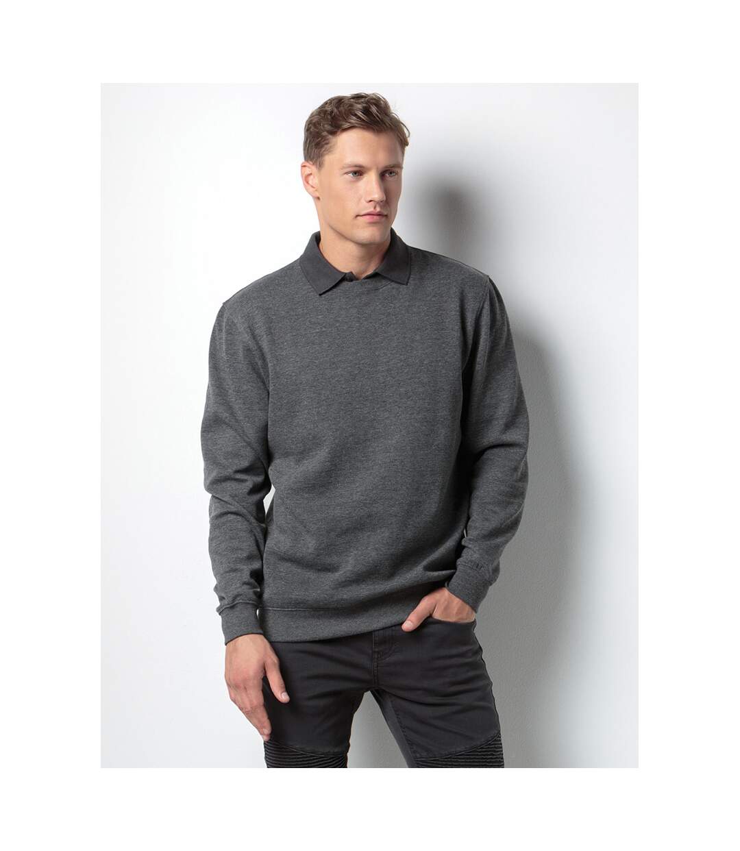 Klassic sweat-shirt homme gris foncé marne Kustom Kit