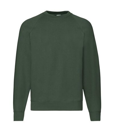 Mens classic 80/20 raglan sweatshirt bottle green Fruit of the Loom