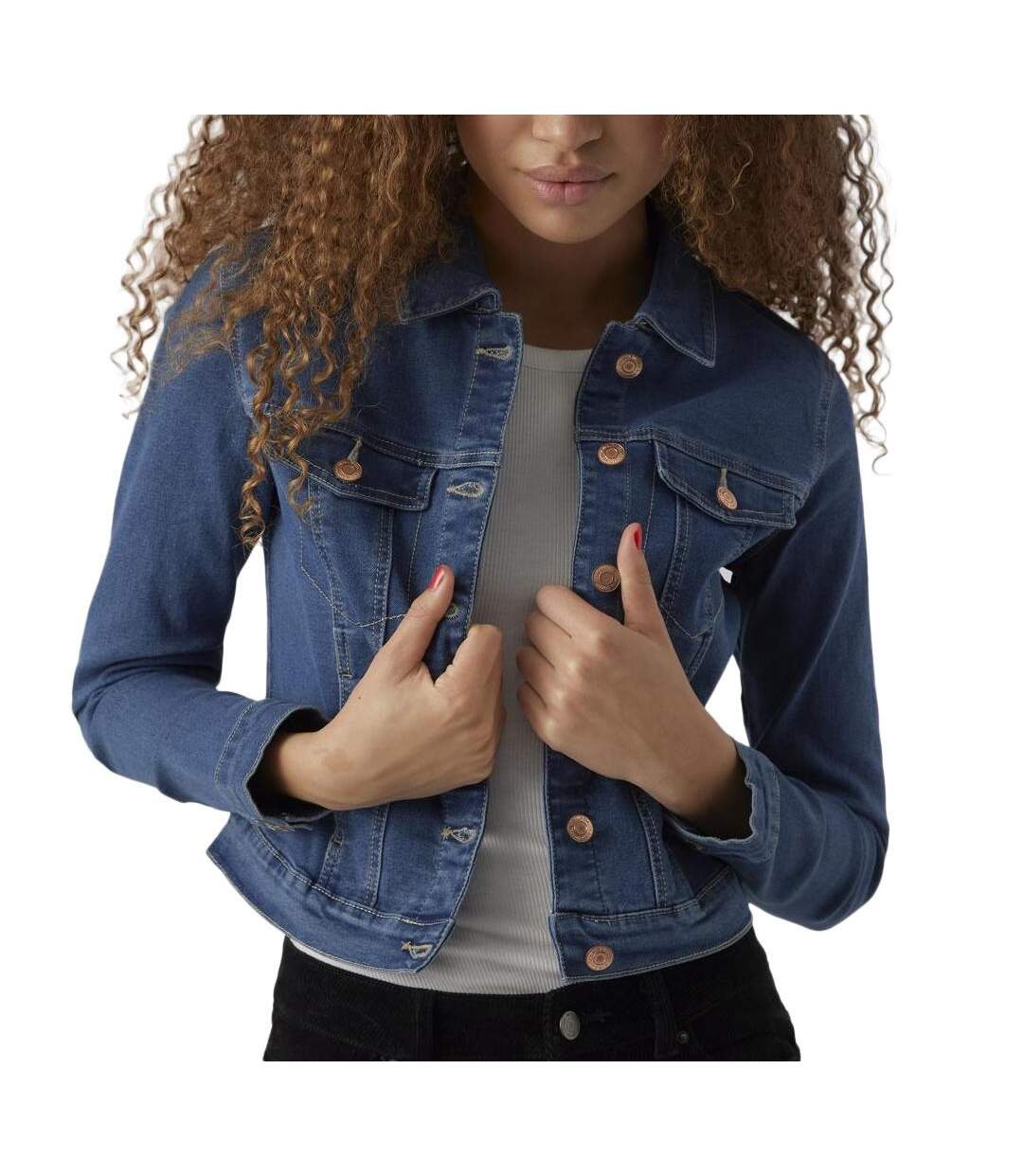 Veste en jean bleu femme vero moda luna-2