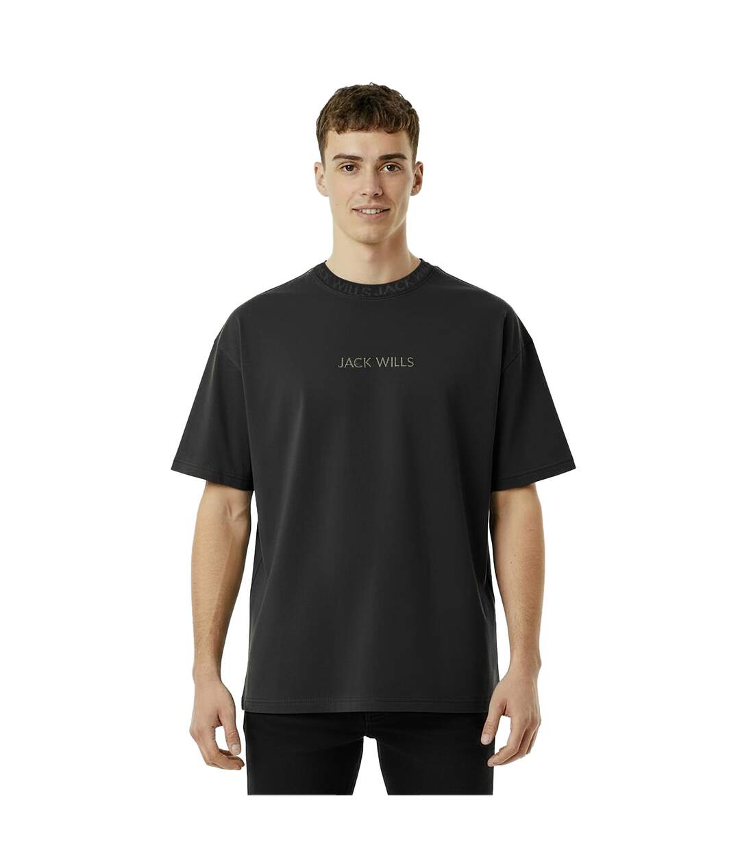 Mens Jacquard T-shirt Black Jack Wills-4