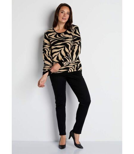 Pull doux jacquard zèbre col rond