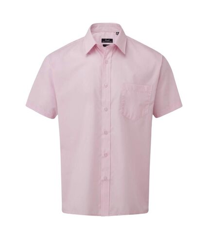 Mens short sleeve poplin shirt pink Premier