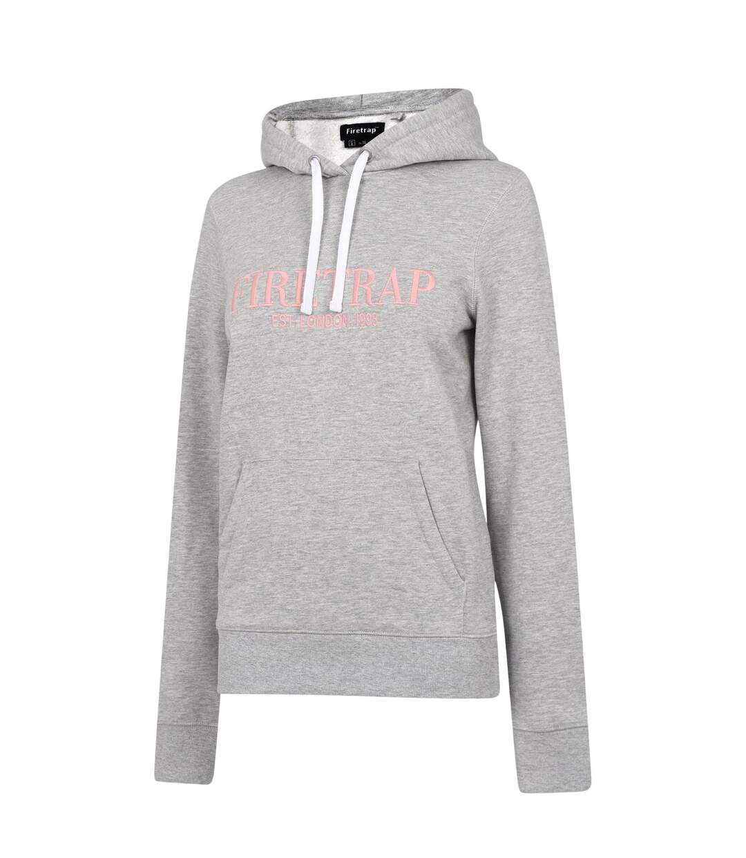 Womens/ladies Large Logo Hoodie Grey Marl Firetrap-2