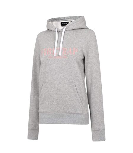 Womens/ladies Large Logo Hoodie Grey Marl Firetrap