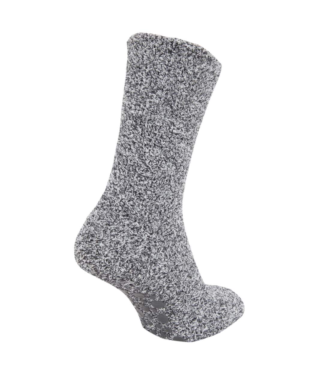 Ladies warm slipper socks with rubber non slip grip grey Floso