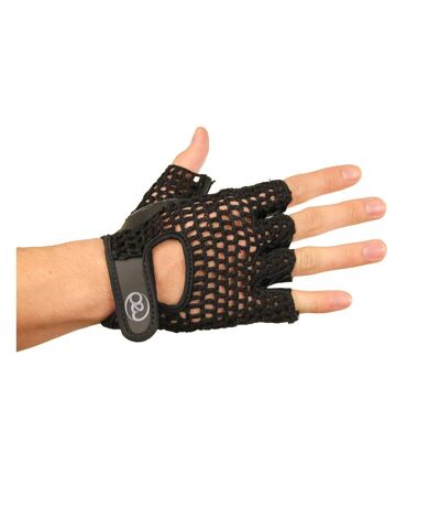 Mens Leather Mesh Training Gloves Black Fitness Mad