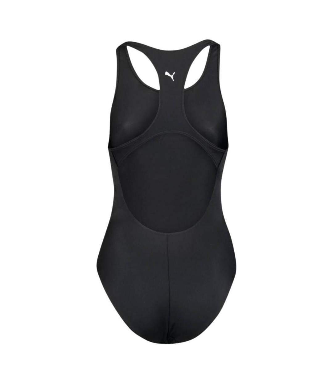 Womens/ladies Racerback One Piece Swimsuit Black Puma-2