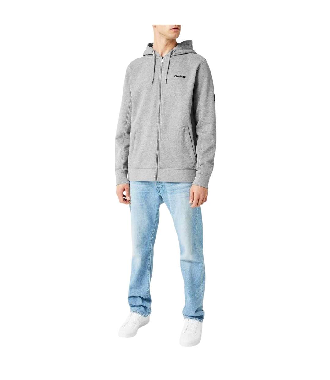 Mens Brunel Full Zip Hoodie Grey Marl Firetrap-1
