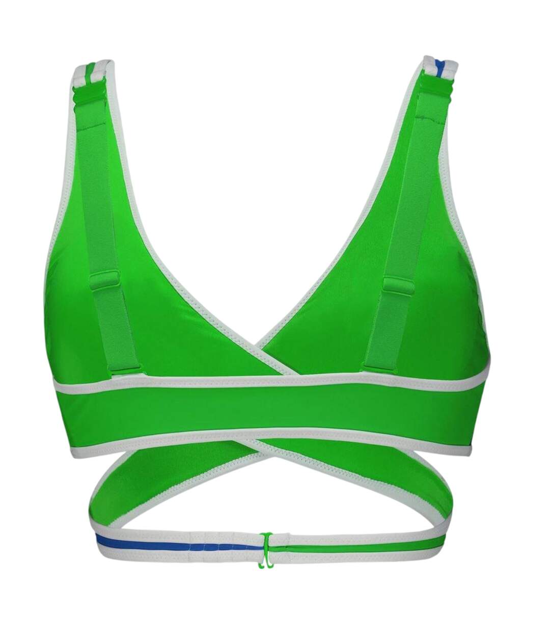 Womens/ladies Plunge Bikini Top Blue Green Puma-2