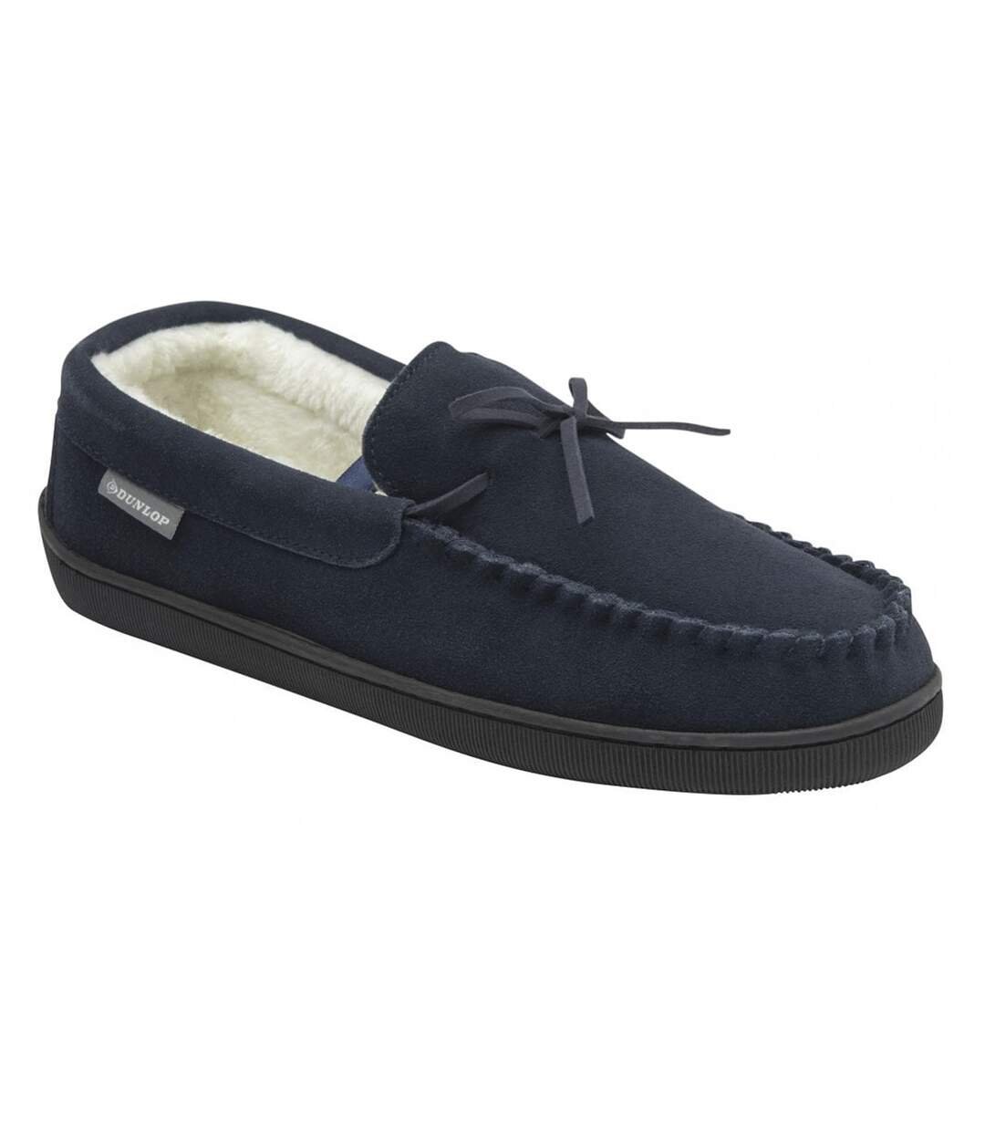 Dunlop - Chaussons mocassins homme cuir suédé marine mémoire de forme-4