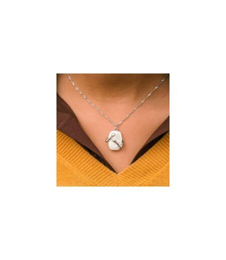 Two Hands Love Hugging White Stone Square Pearl Pendant Necklace