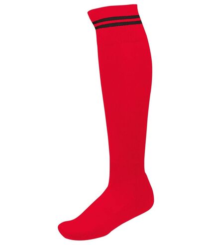 chaussettes sport - PA015 - rouge rayure noir