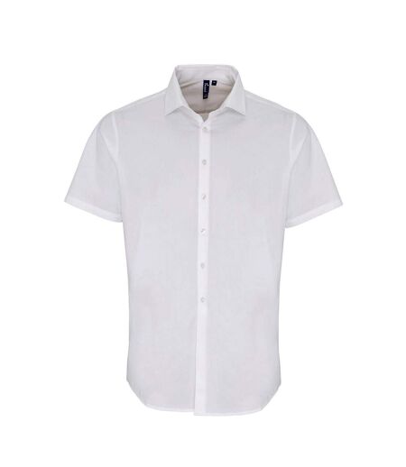 Premier Mens Poplin Stretch Short-Sleeved Shirt (White) - UTPC6055