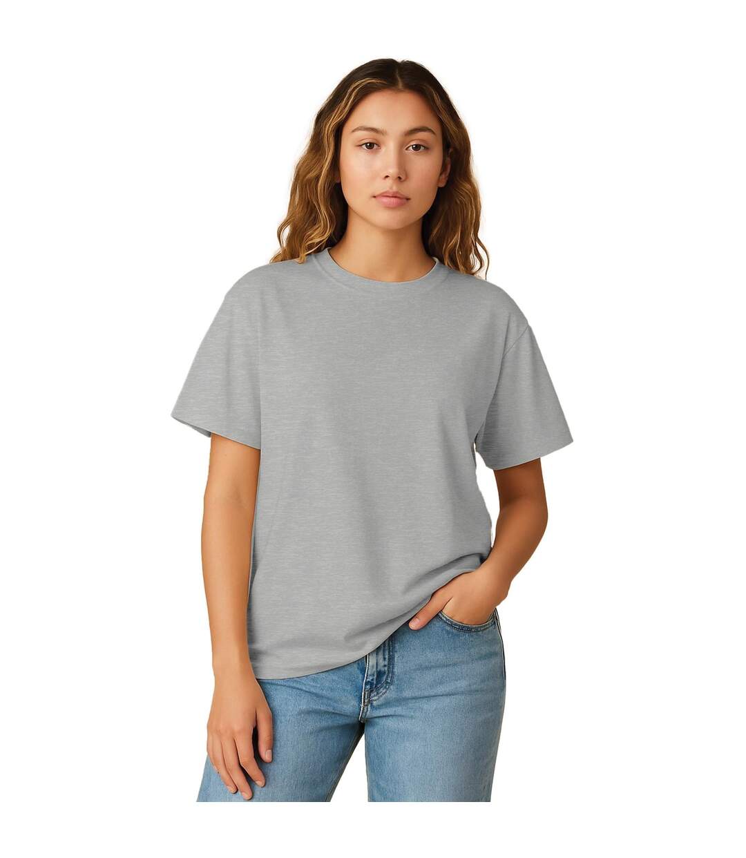 Womens/ladies Combed Cotton Oversized T-shirt Ash Grey Casual Classics-1
