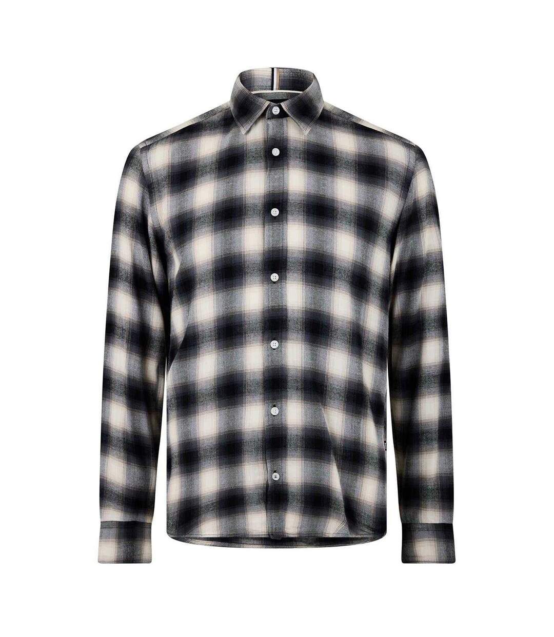 Chemise Motif/style Motif Écossais Liam Homme Gris Moyen Noir Blanc Boss-1
