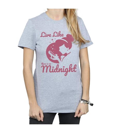 Disney Princess Womens/Ladies Cinderella No Midnight Cotton Boyfriend T-Shirt (Sports Grey)