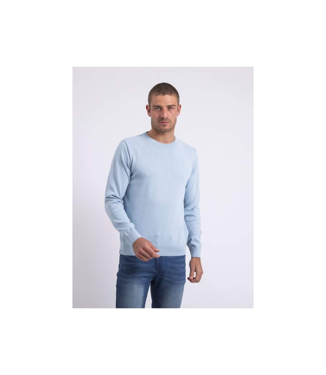 Pull col rond pur coton LADARKO-1