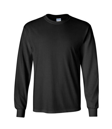 Gildan Mens Plain Crew Neck Ultra Cotton Long Sleeve T-Shirt (Black) - UTBC477