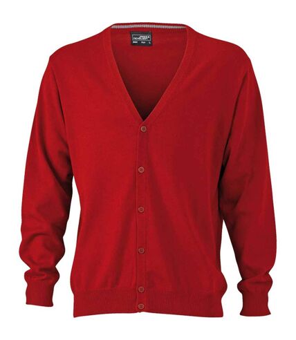 Gilet boutonné cardigan - HOMME - JN661 - rouge bordeau