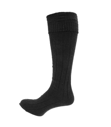 Mens Scottish Highland Wear Wool Kilt Hose Socks (1 Pair) (Black) - UTMB442