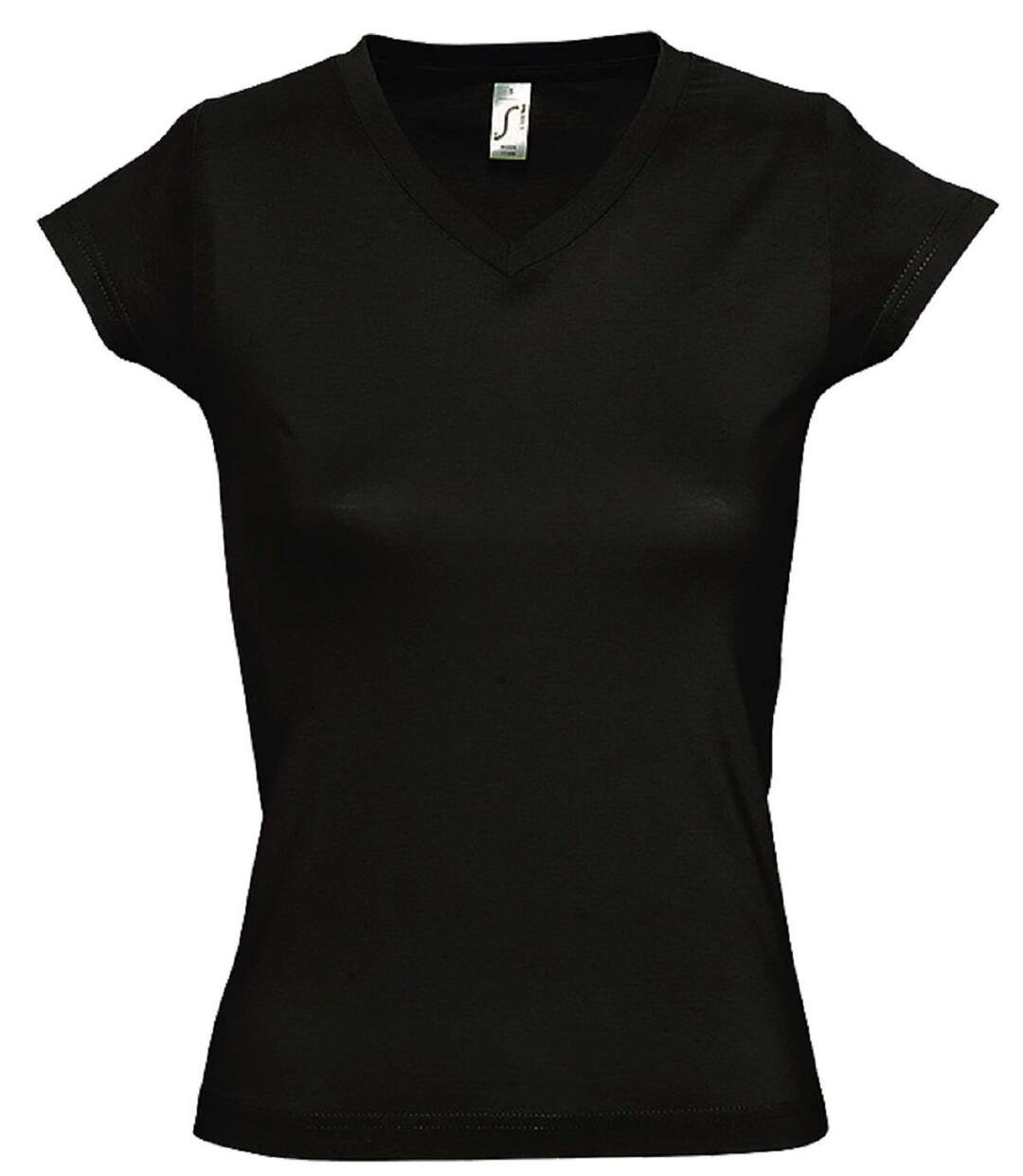 T-shirt manches courtes col V - Femme - 11388 - noir