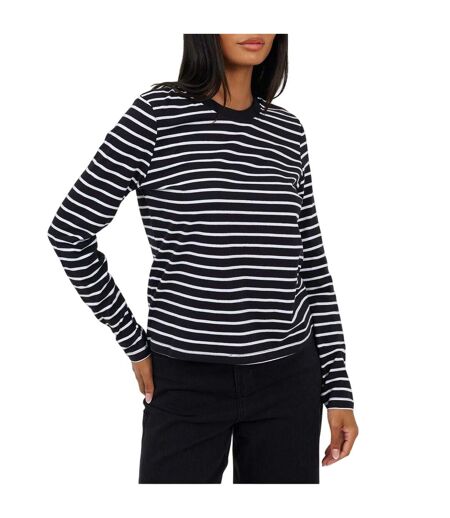T-shirt Manches Longues Motif/style À Rayures Femme Bleu Marine Crème Brave Soul
